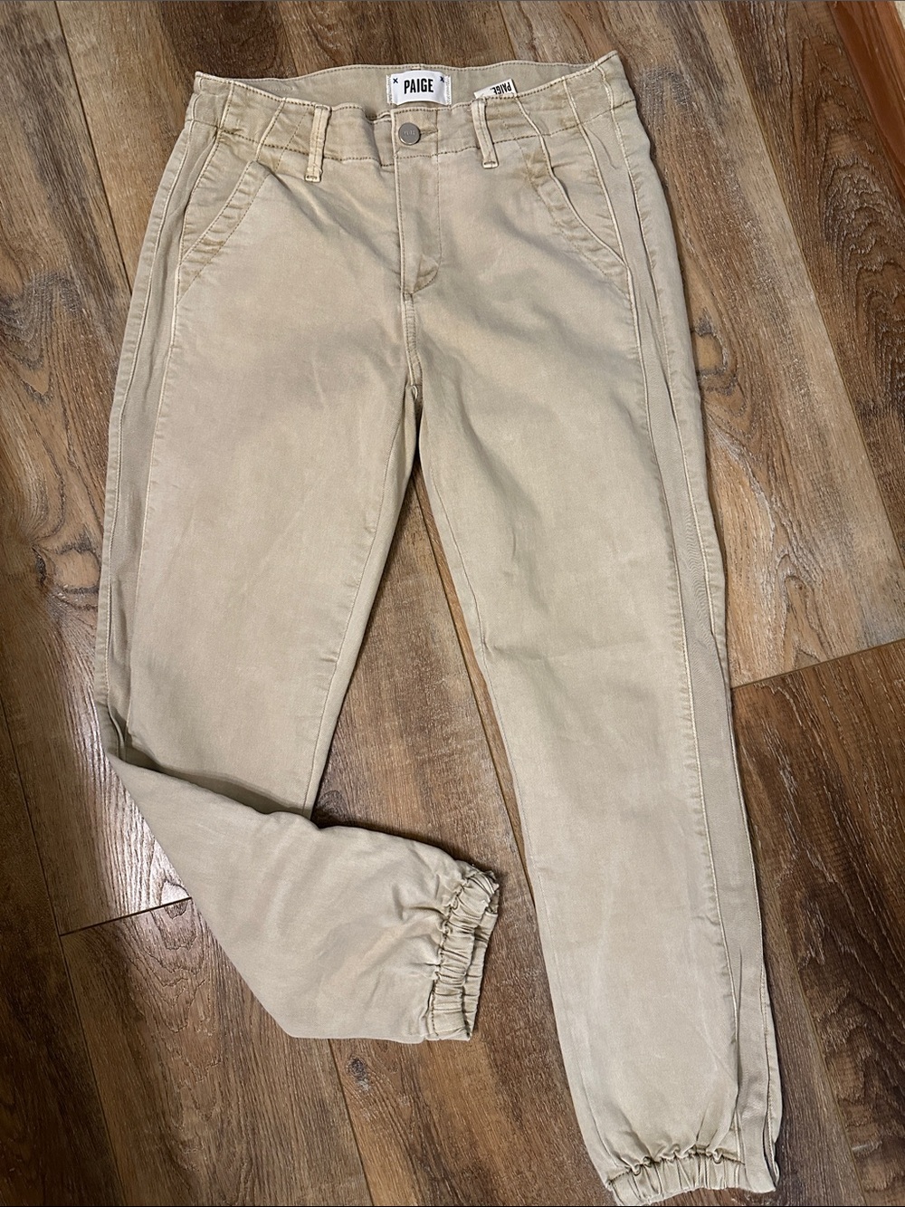 Paige Mayslie Jogger Women's 26 Utility Pocket Ankle Pant in tan Wash